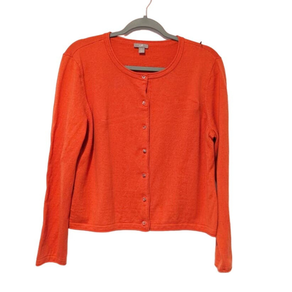 J Jill Cardigan Y2K 90's Knit Sweater Button Down Orange